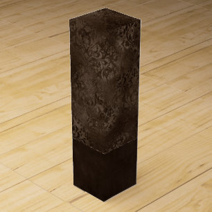 Midnight Bronze Romance   Satiny Grunge Damask Wine Box