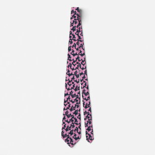 Midnight Bubble Gum Butterflies Neck Tie