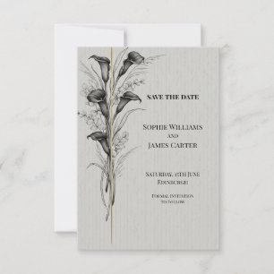 Midnight Calla Lily Modern Bold Save The Date