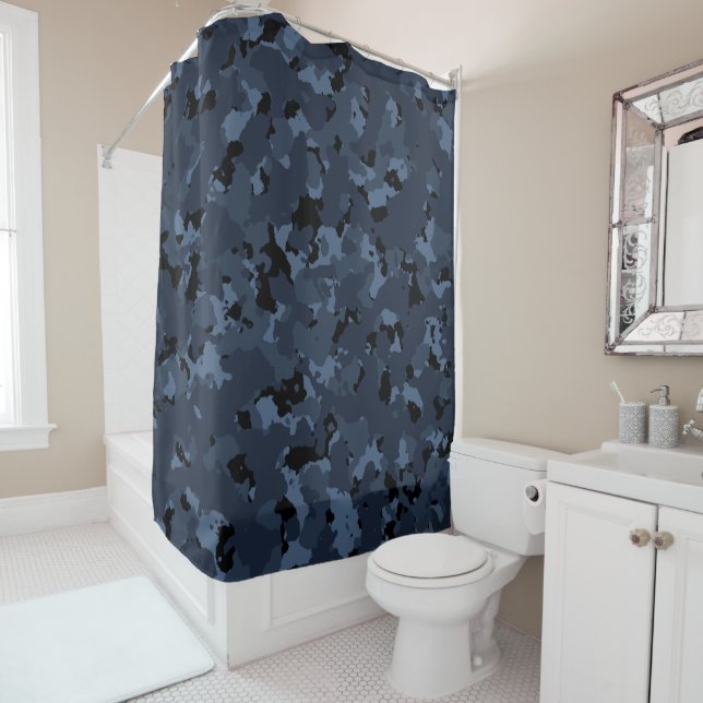 Midnight Camouflage Shower Curtain (In Situ)