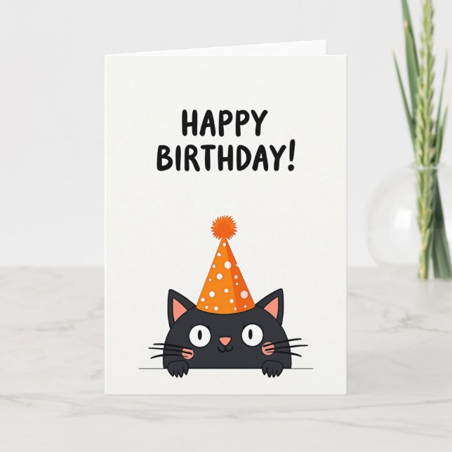 Midnight Cat Birthday Wish Card (Front)