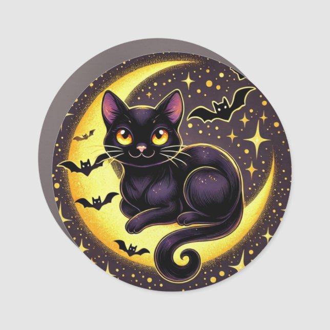 Midnight Cat Car Magnet (Front)