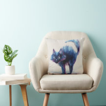 Midnight Cat Throw Pillow