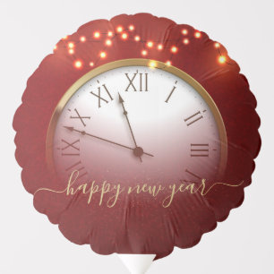 Midnight Celebration Clock with Happy New Year Balloon