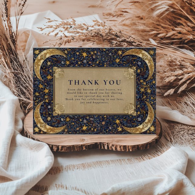 Midnight Celestial Baroque Wedding Thank You Card (Creator Uploaded)