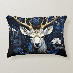 Midnight Celestial Floral Gothic Deer Accent Pillow