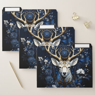 Midnight Celestial Floral Gothic Deer  File Folder