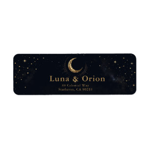 Midnight Celestial Wedding Address Label