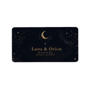 Midnight Celestial Wedding Address Label