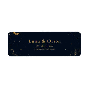 Midnight Celestial Wedding Address Label