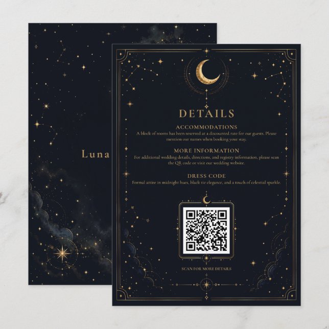 Midnight Celestial Wedding Enclosure Card (Front/Back)