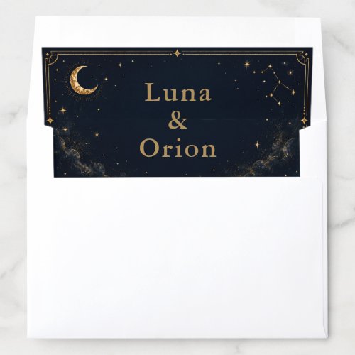 Midnight Celestial Wedding Envelope Liner