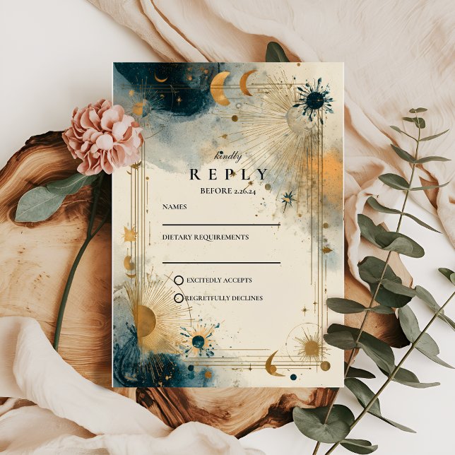 Midnight Celestial Wedding RSVP Card (Creator Uploaded)