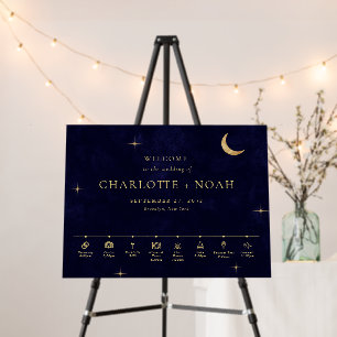 Midnight Celestial Wedding Timeline Welcome Foam Board