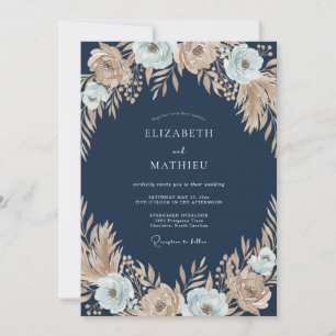 Midnight Champagne Anemone Wedding Invitation