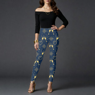Midnight Champagne Toast New Year's Eve Leggings