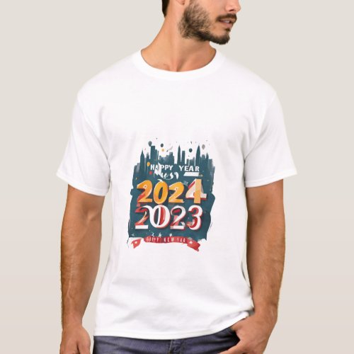 Midnight Chic Happy New Year 2024 Stylish T_shirt