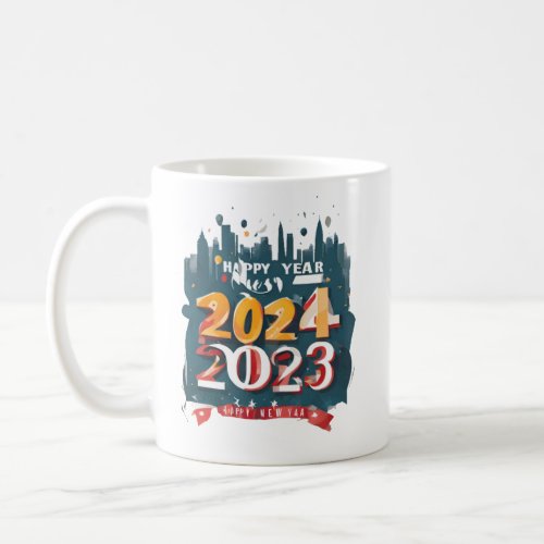 Midnight Chic Happy New Year 2024 Stylish T_shirt Coffee Mug