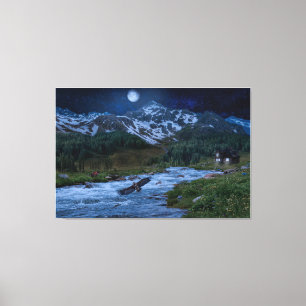 Midnight Chronicle Mountain River Fantasy Canvas 