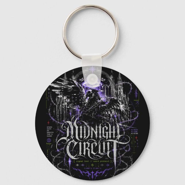 Midnight Circuit Gothic Cyberpunk Graphic Keychain (Front)