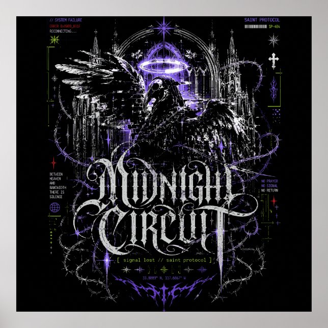 Midnight Circuit Gothic Cyberpunk Graphic Poster (Front)