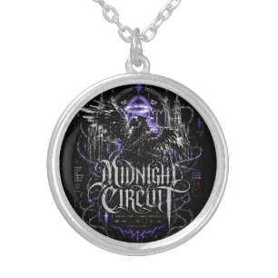 Midnight Circuit Gothic Cyberpunk Graphic Silver Plated Necklace