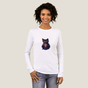 Midnight Cocoa Black Cat White Long Sleeve T-Shirt Tri-Blend Shirt