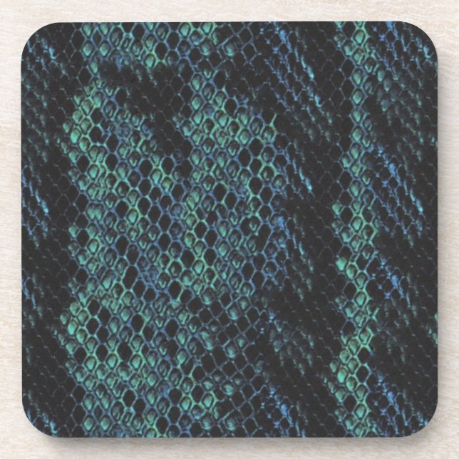 Midnight Colored Snake Skin Beverage Coaster (Front)