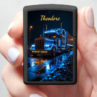 Midnight Convoy Neon Blue Trucker Zippo Lighter