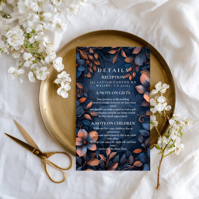 Midnight Copper Floral Wedding Enclosure Card (Creator Uploaded)