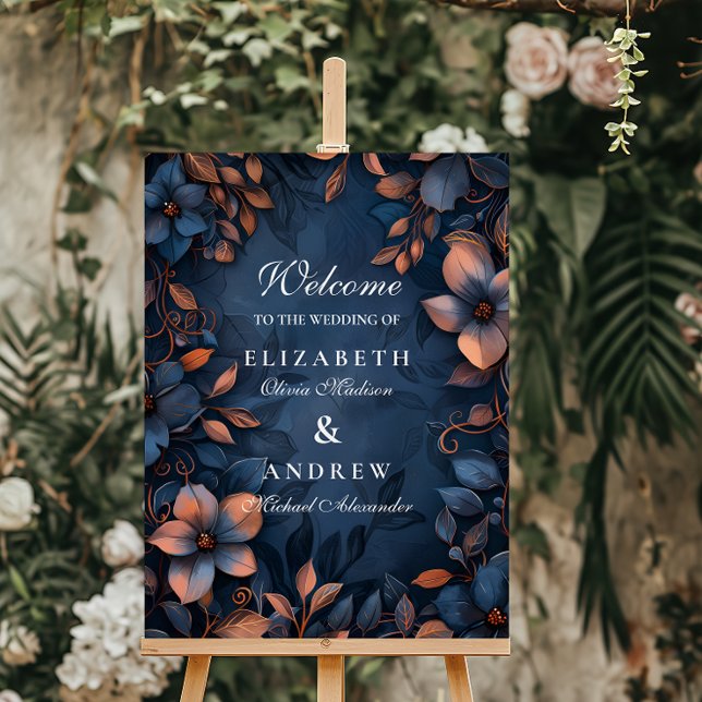 Midnight Copper Floral Wedding Foam Board (Creator Uploaded)