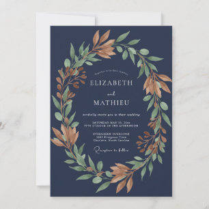 Midnight Copper Foliage Eucalyptus Wedding Invitation