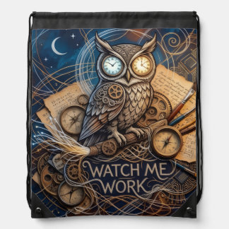 Midnight Creative Night Owl Abstract Art Print Drawstring Bag