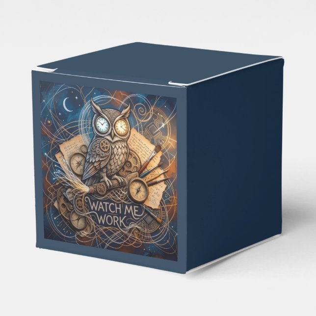Midnight Creative Night Owl Abstract Favor Boxes (Front Side)