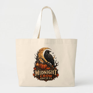 Midnight Crow Society Gothic Halloween Raven  Large Tote Bag
