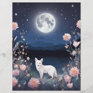 Midnight Crystal Fox Floral Scrapbook Junk journal