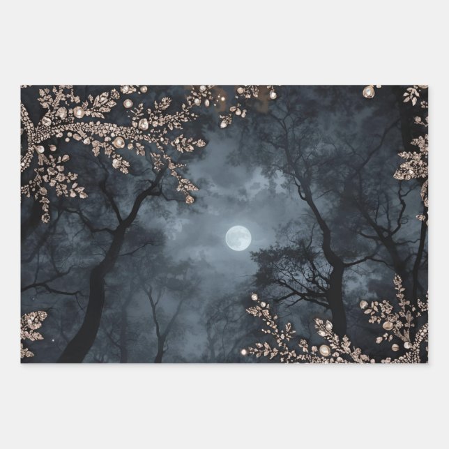 Midnight Crystal  Wrapping Paper Sheets (Front)
