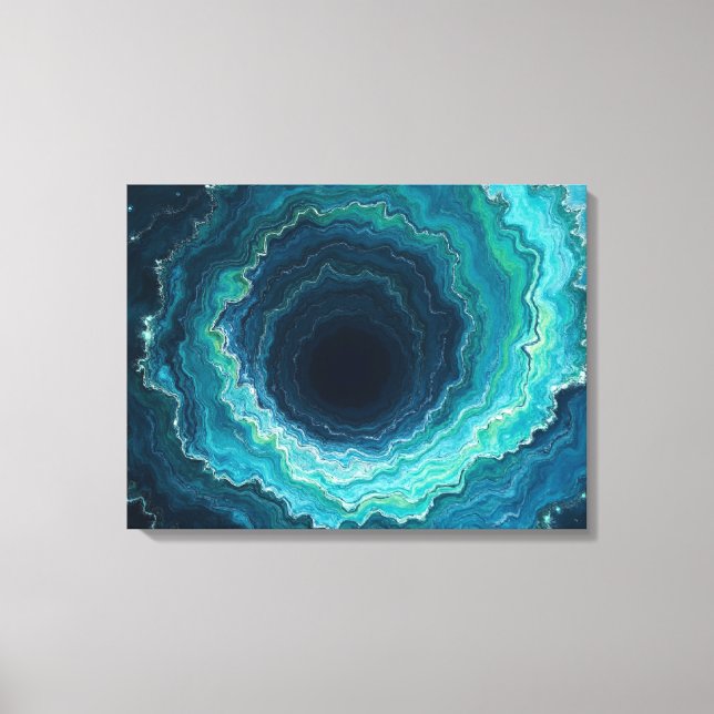 Midnight Currents –24" x 18" Abstract Fluid Ocean Canvas Print (Front)