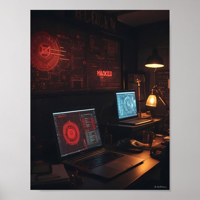 Midnight Cyber Tension in a Shadow Room Poster (Front)