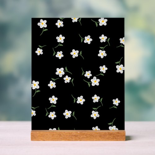 Midnight Daisy Botanical Wall Art Print  Acrylic Sign