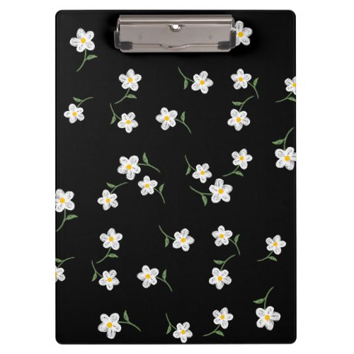 Midnight Daisy Floral Clipboard | Hand-Drawn Botan