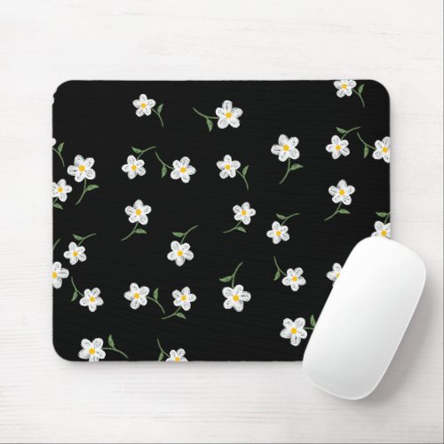 Midnight Daisy Floral Mouse Pad