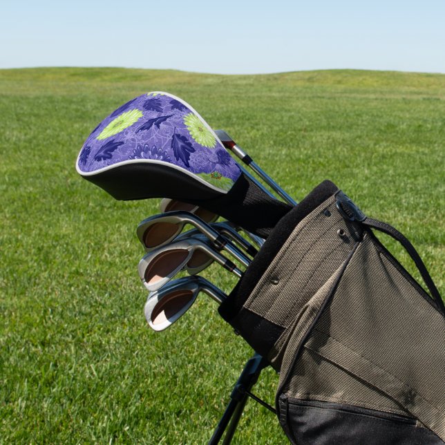 Midnight Daisy Garden Golf Head Cover (In Situ)