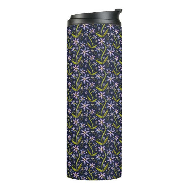 Midnight | Dancing Daisies Watercolor Tumbler (Rotated Left)