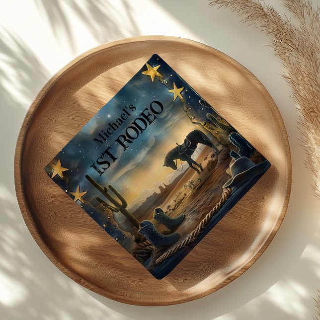 Midnight Desert Cowboy 1st Birthday Rodeo Napkins (Creator Uploaded)