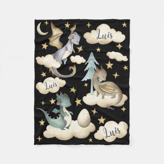 Midnight Dragon Dreams Baby Blanket (Front)