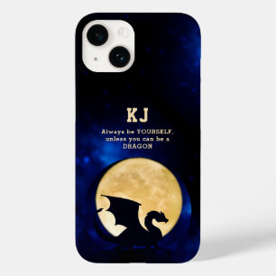 Midnight Dragon Minimalist Initials Back to School Case-Mate iPhone 14 Case