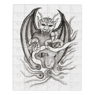 Midnight Dream - Devils in Tattoo-style Jigsaw Puzzle