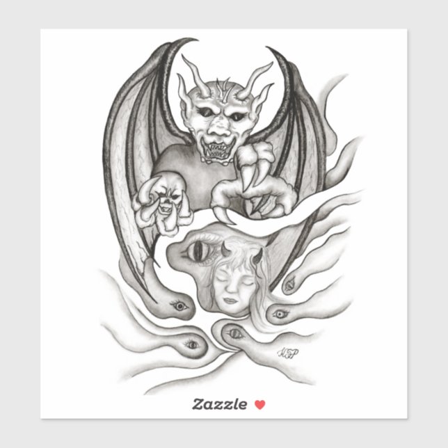 Midnight Dream - Devils in Tattoo-style Sticker (Sheet)