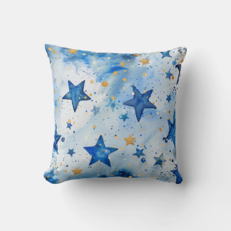 Midnight Dream Starry Watercolor Throw Pillow